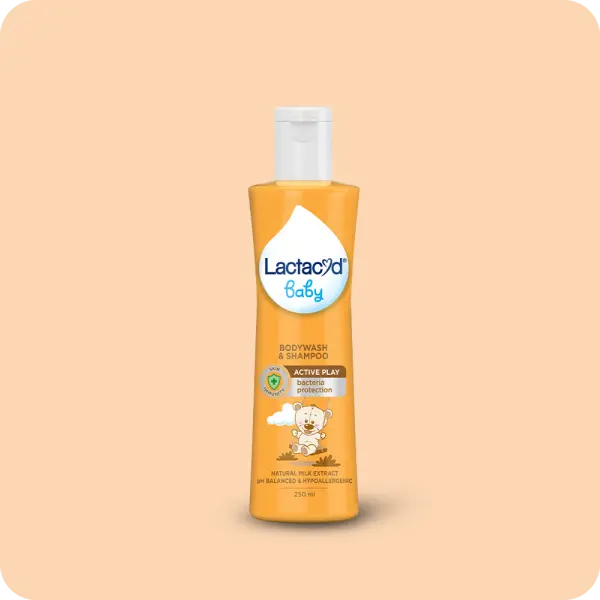An orange bottle of Lactacyd Baby Active Play.